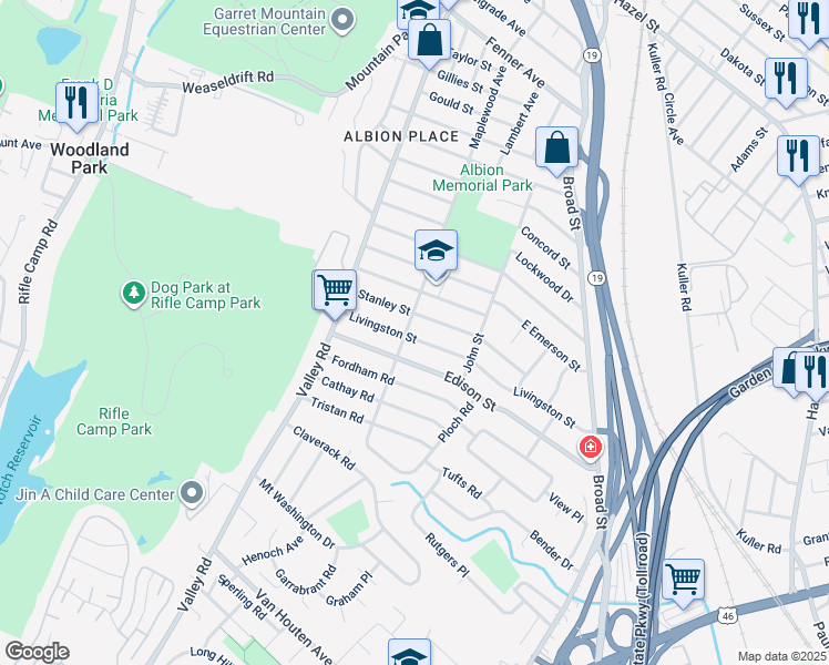 map of restaurants, bars, coffee shops, grocery stores, and more near 90 Livingston Street in Clifton