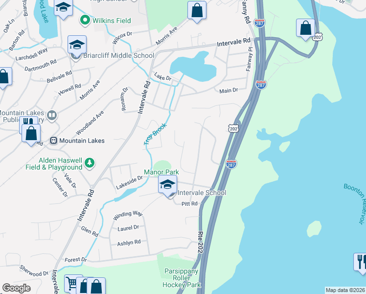 map of restaurants, bars, coffee shops, grocery stores, and more near 79 Redgate Road in Boonton