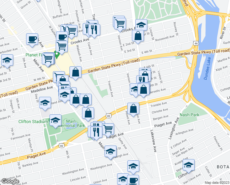 map of restaurants, bars, coffee shops, grocery stores, and more near 210 East 9th Street in Clifton