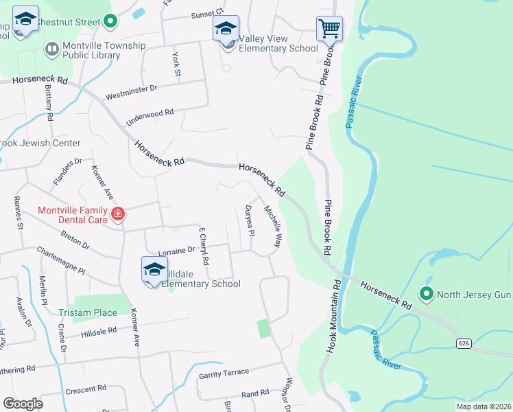 map of restaurants, bars, coffee shops, grocery stores, and more near 14 Duryea Place in Montville