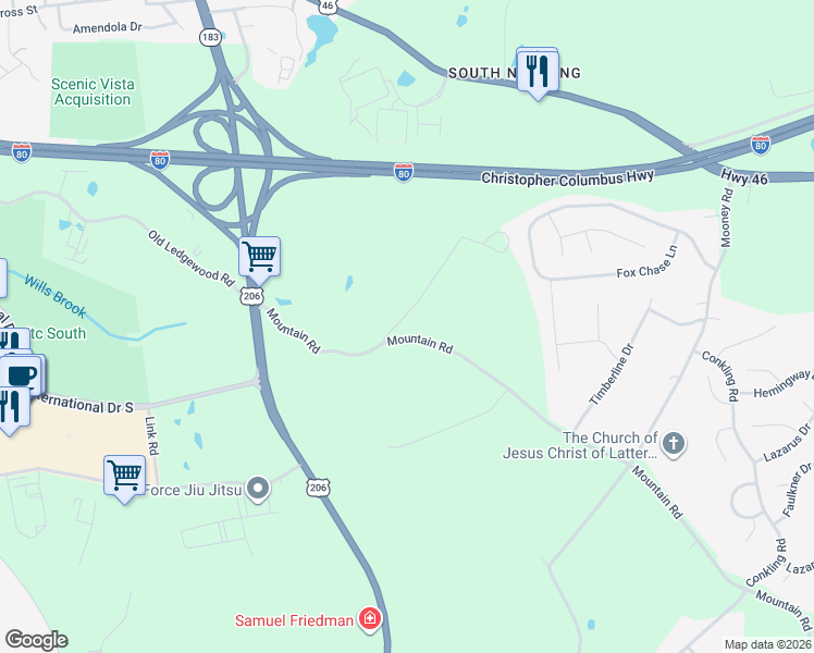 map of restaurants, bars, coffee shops, grocery stores, and more near 220 Mountain Road in Roxbury Township