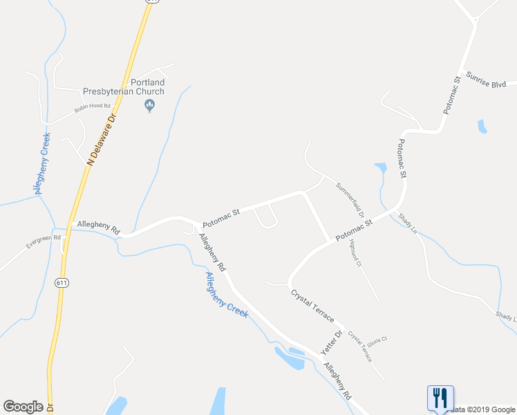 map of restaurants, bars, coffee shops, grocery stores, and more near 19 Ahearn Drive in Mount Bethel