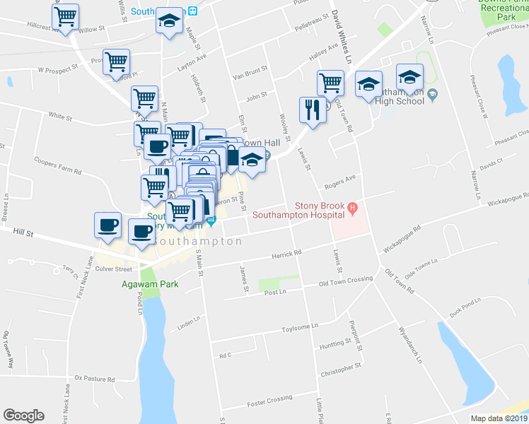 map of restaurants, bars, coffee shops, grocery stores, and more near 110 Burnett Street in Southampton