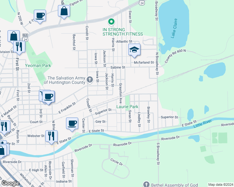 map of restaurants, bars, coffee shops, grocery stores, and more near 615 Grayston Avenue in Huntington