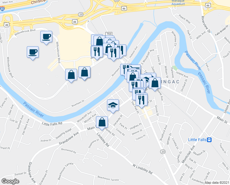 map of restaurants, bars, coffee shops, grocery stores, and more near 9 Garrabrant Avenue in Little Falls
