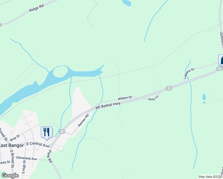 map of restaurants, bars, coffee shops, grocery stores, and more near 72 Wildon Drive in Bangor