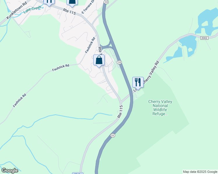 map of restaurants, bars, coffee shops, grocery stores, and more near 609 Route 115 in Saylorsburg