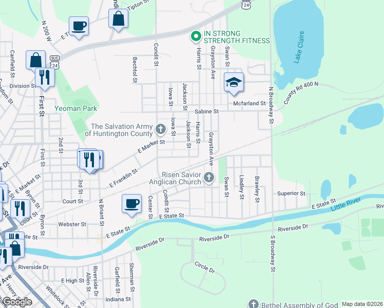 map of restaurants, bars, coffee shops, grocery stores, and more near 1512 East Franklin Street in Huntington