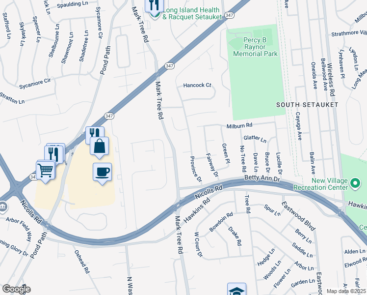 map of restaurants, bars, coffee shops, grocery stores, and more near 3 Ellbridge Court in Centereach