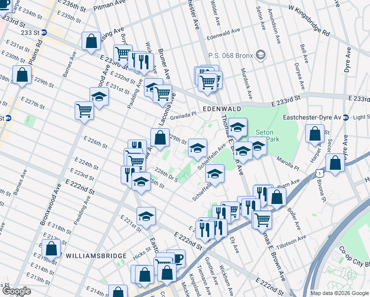 map of restaurants, bars, coffee shops, grocery stores, and more near 1035 E Route 46 in Bronx