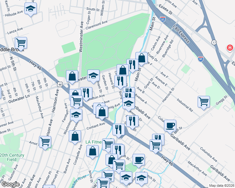 map of restaurants, bars, coffee shops, grocery stores, and more near 111 Keasler Avenue in Lodi