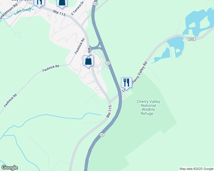 map of restaurants, bars, coffee shops, grocery stores, and more near Wilkes Barre Turnpike in Stroudsburg
