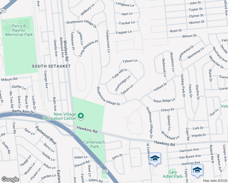 map of restaurants, bars, coffee shops, grocery stores, and more near 12 Tyburn Lane in Centereach