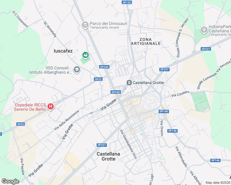 map of restaurants, bars, coffee shops, grocery stores, and more near 87 Via Conversano in Castellana Grotte
