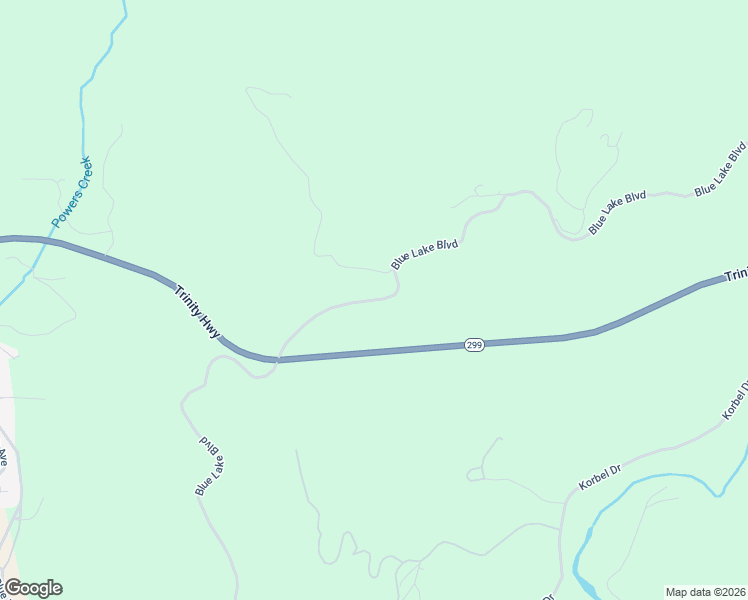 map of restaurants, bars, coffee shops, grocery stores, and more near Blue Lake Boulevard in Humboldt County