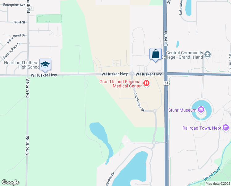 map of restaurants, bars, coffee shops, grocery stores, and more near 3506 Ewoldt Road in Grand Island