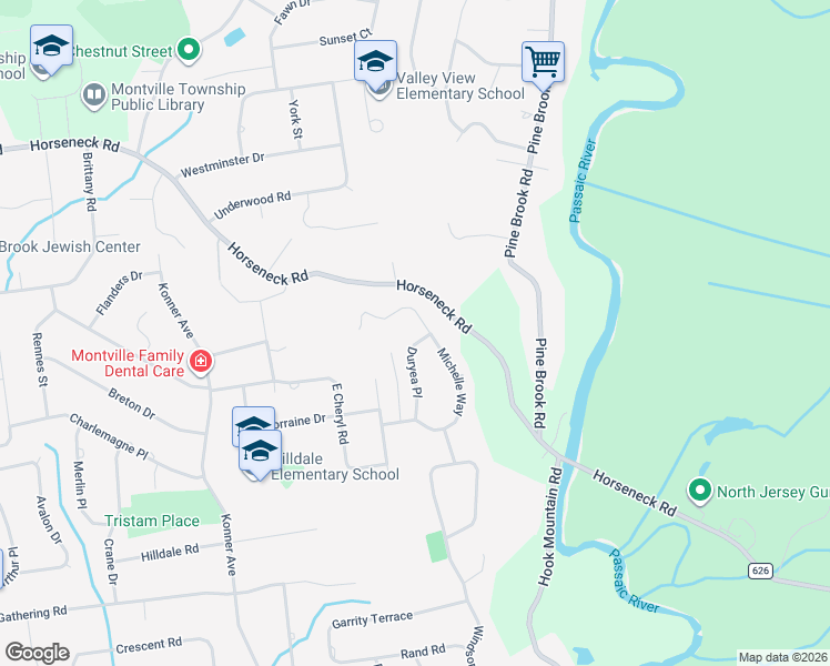 map of restaurants, bars, coffee shops, grocery stores, and more near 14 Duryea Place in Montville