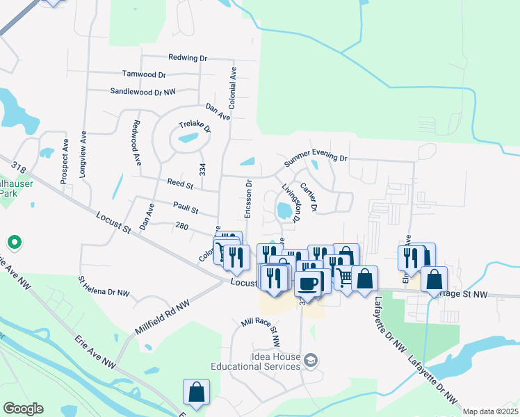 map of restaurants, bars, coffee shops, grocery stores, and more near 680 Beverly Avenue in Canal Fulton