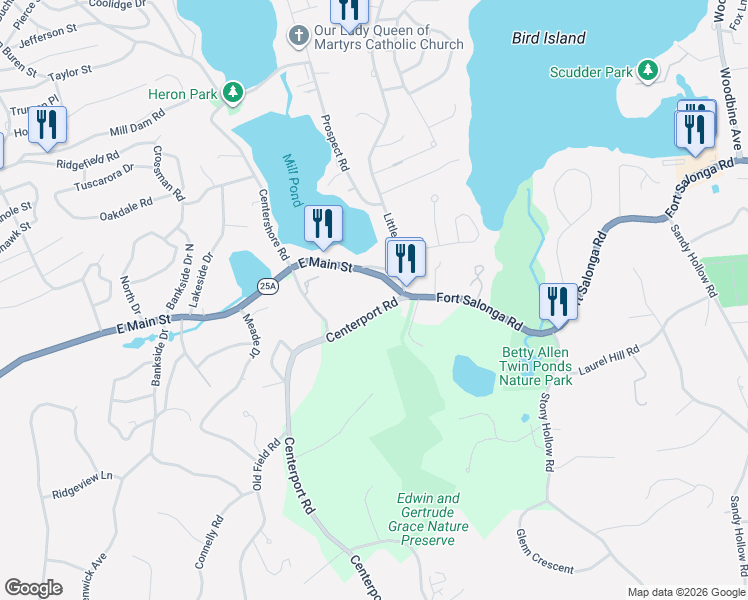 map of restaurants, bars, coffee shops, grocery stores, and more near 175 Centerport Road in Centerport