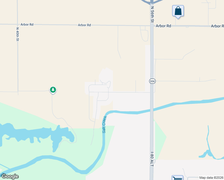 map of restaurants, bars, coffee shops, grocery stores, and more near 7420 North 51st Street in Lincoln