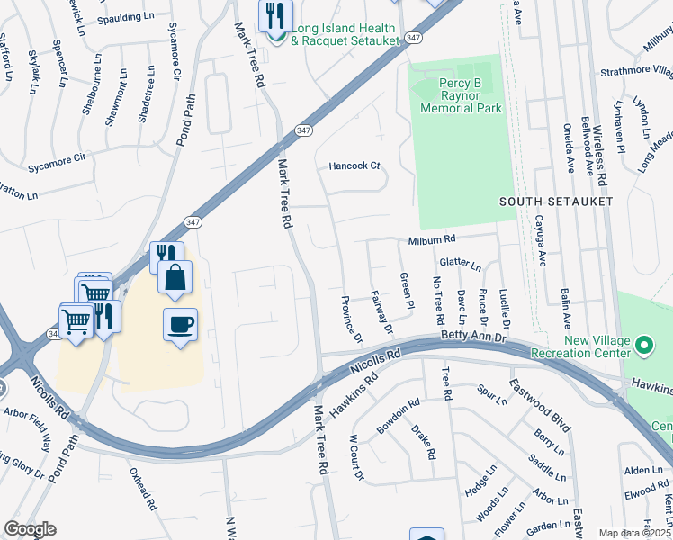 map of restaurants, bars, coffee shops, grocery stores, and more near 3 Ellbridge Court in Centereach