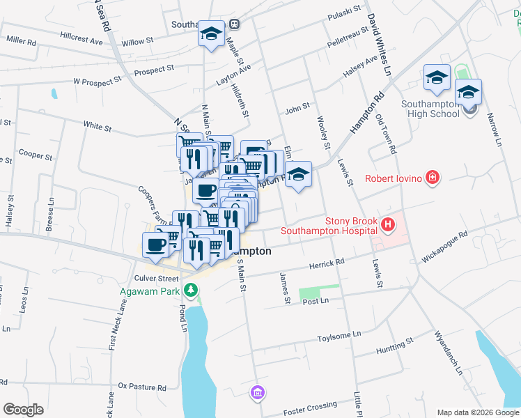 map of restaurants, bars, coffee shops, grocery stores, and more near 35 Cameron Street in Southampton