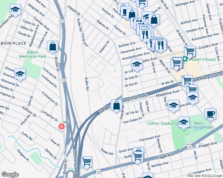 map of restaurants, bars, coffee shops, grocery stores, and more near 47 Edward Court in Clifton