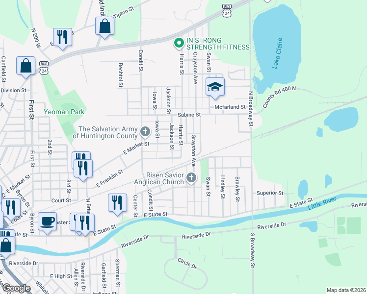 map of restaurants, bars, coffee shops, grocery stores, and more near 1512-1522 East Franklin Street in Huntington