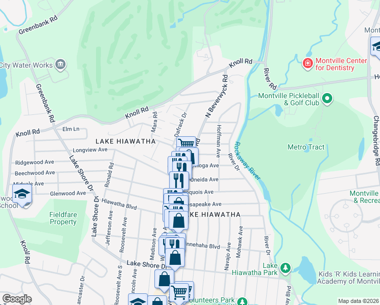 map of restaurants, bars, coffee shops, grocery stores, and more near 191 North Beverwyck Road in Parsippany-Troy Hills