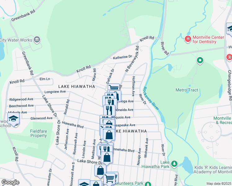 map of restaurants, bars, coffee shops, grocery stores, and more near 191 North Beverwyck Road in Parsippany-Troy Hills