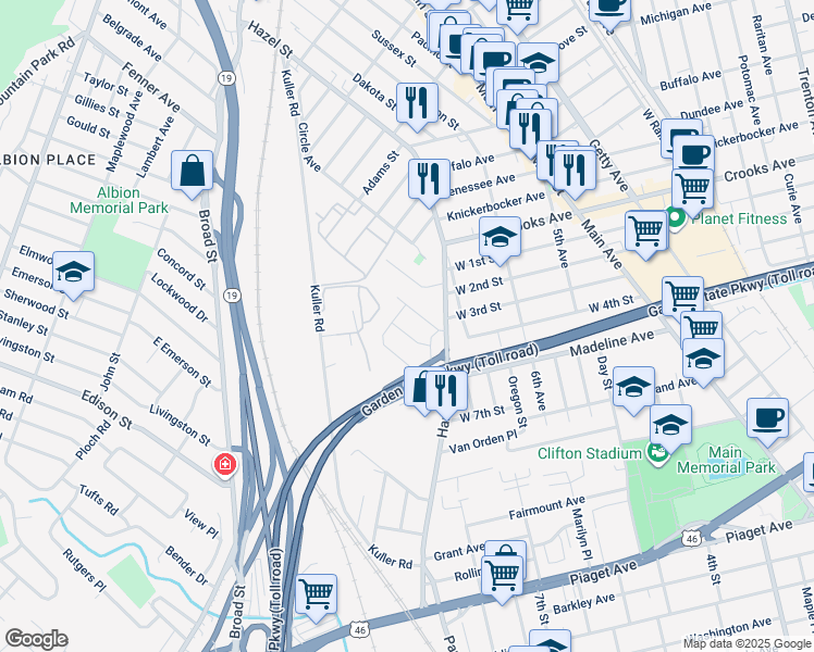 map of restaurants, bars, coffee shops, grocery stores, and more near 47 Edward Court in Clifton