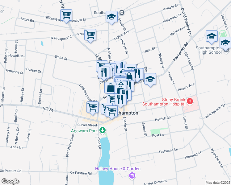 map of restaurants, bars, coffee shops, grocery stores, and more near 30 Nugent Street in Southampton