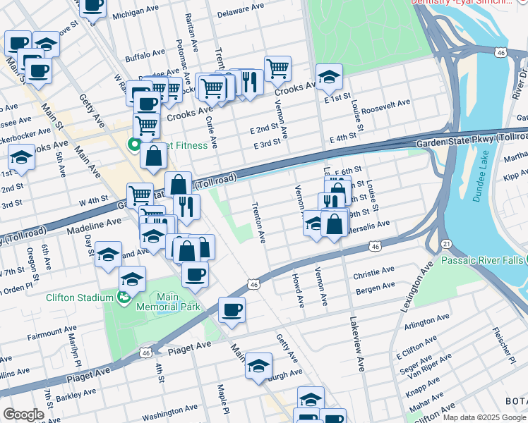 map of restaurants, bars, coffee shops, grocery stores, and more near 257 East 6th Street in Clifton