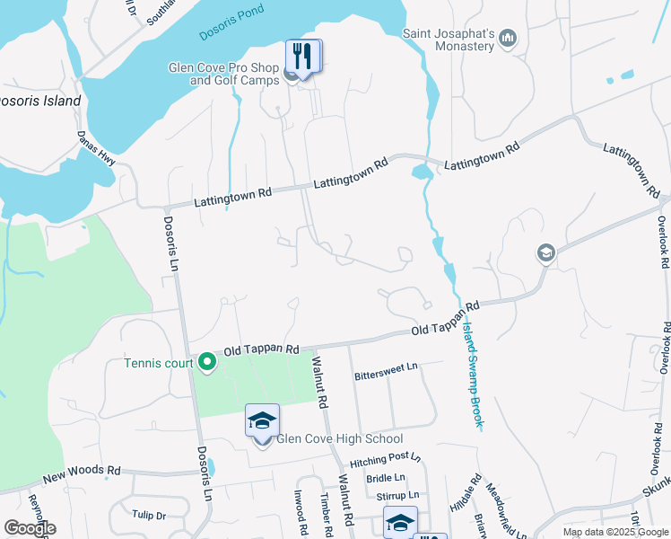map of restaurants, bars, coffee shops, grocery stores, and more near 855 Lattingtown Road in Glen Cove