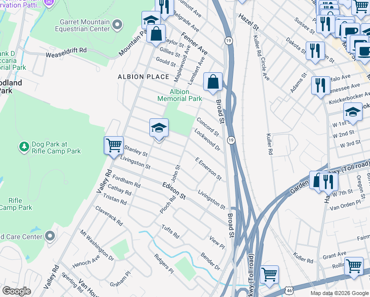 map of restaurants, bars, coffee shops, grocery stores, and more near 97 Elmwood Drive in Clifton