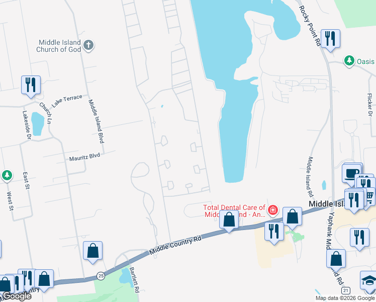 map of restaurants, bars, coffee shops, grocery stores, and more near 759 Spring Lake Drive in Middle Island