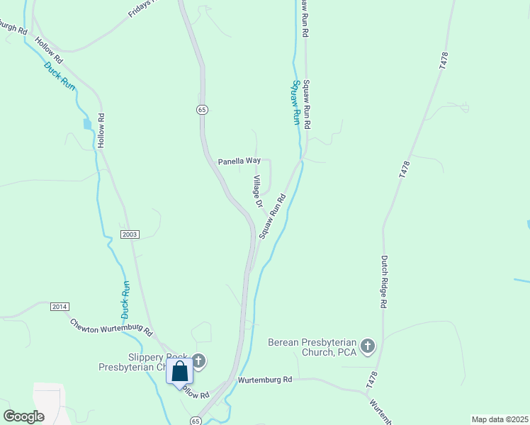 map of restaurants, bars, coffee shops, grocery stores, and more near 196 Village Drive in Ellwood City