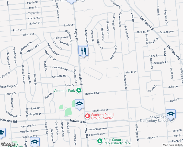 map of restaurants, bars, coffee shops, grocery stores, and more near 2000 Boyle Road in Selden
