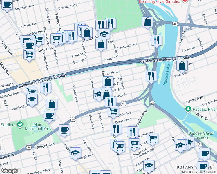 map of restaurants, bars, coffee shops, grocery stores, and more near 128 East 8th Street in Clifton