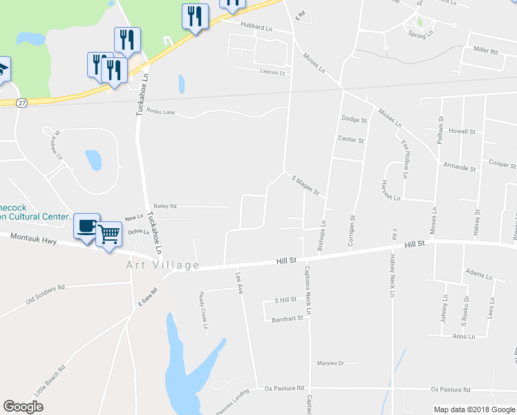 map of restaurants, bars, coffee shops, grocery stores, and more near 157 Somerset Avenue in Southampton