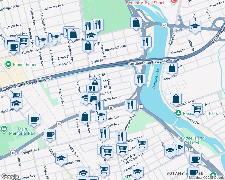 map of restaurants, bars, coffee shops, grocery stores, and more near 91 East 8th Street in Clifton