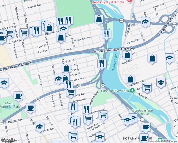 map of restaurants, bars, coffee shops, grocery stores, and more near 28 East 9th Street in Clifton
