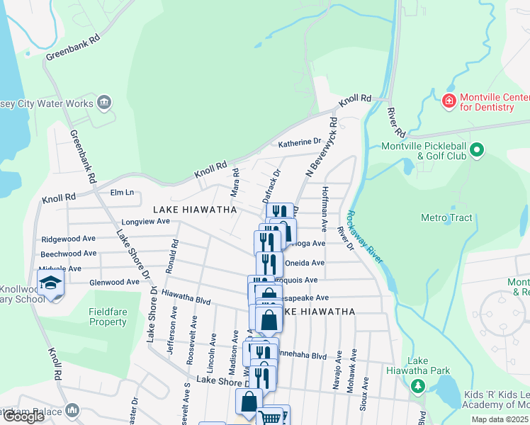 map of restaurants, bars, coffee shops, grocery stores, and more near 89 Dafrack Drive in Parsippany-Troy Hills