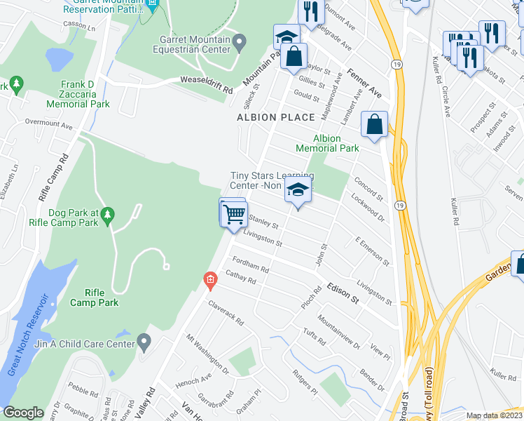 map of restaurants, bars, coffee shops, grocery stores, and more near 93 Sherwood Street in Clifton