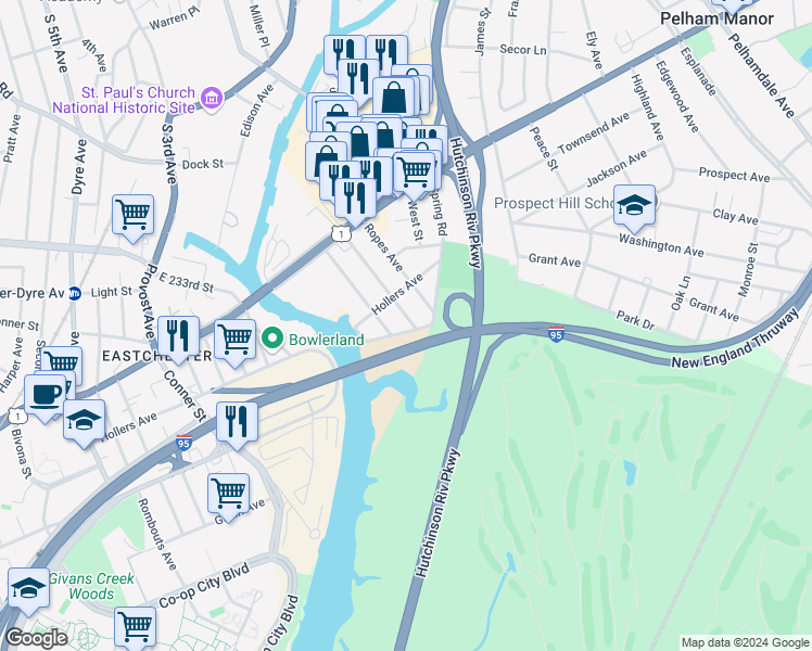map of restaurants, bars, coffee shops, grocery stores, and more near 3437 Mc Owen Avenue in Bronx