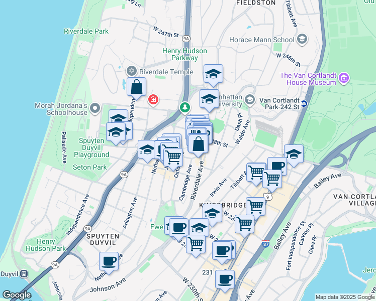 map of restaurants, bars, coffee shops, grocery stores, and more near 518 Tulfan Terrace in The Bronx