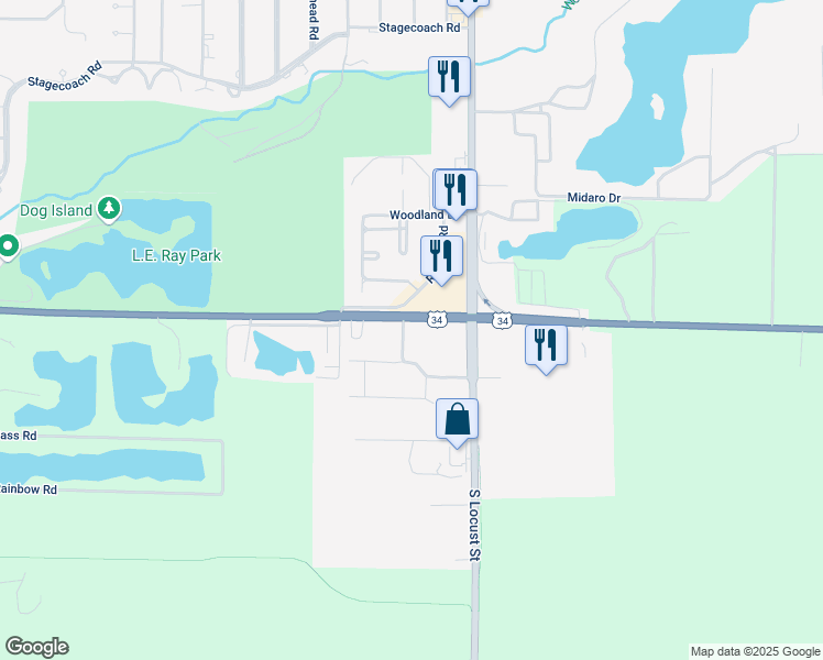 map of restaurants, bars, coffee shops, grocery stores, and more near 159-313 West Husker Highway in Grand Island