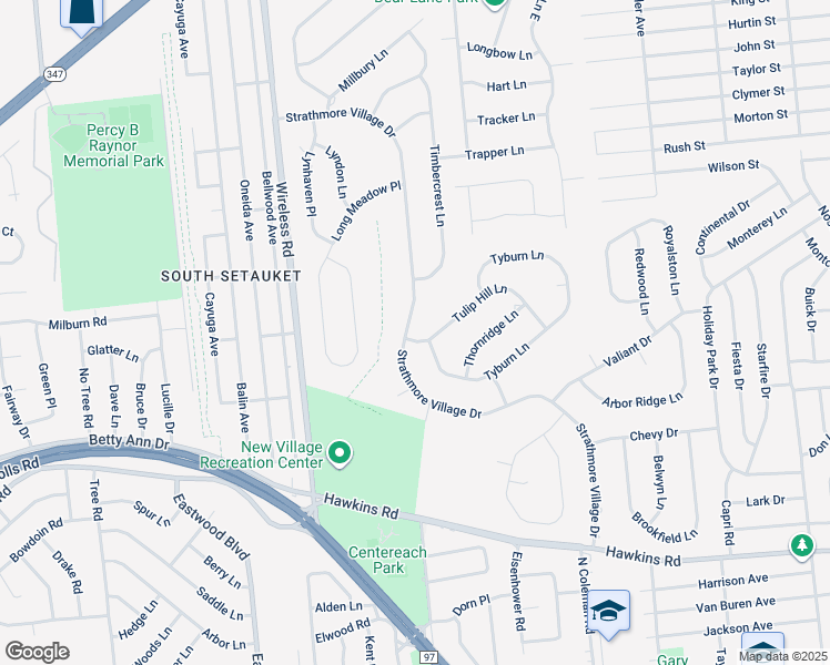 map of restaurants, bars, coffee shops, grocery stores, and more near 63 Strathmore Village Drive in Centereach