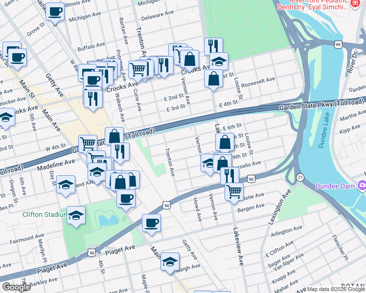 map of restaurants, bars, coffee shops, grocery stores, and more near 216 E 7th St in Clifton