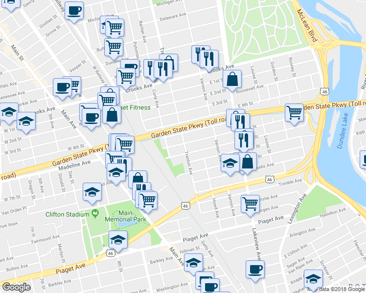 map of restaurants, bars, coffee shops, grocery stores, and more near 257 East 6th Street in Clifton
